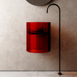 Раковина подвесная прозрачная Abber Kristall 42 см AT2704Rubin, красный - фото 