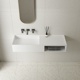 Раковина подвесная Vincea Solid Surface 80 см VWB-6S180MW, белый матовый - фото 