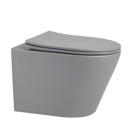 Унитаз подвесной безободковый Abber Bequem AC1102MG с крышкой микролифт, серый матовый, Цвет производителя: серый матовый - фото 