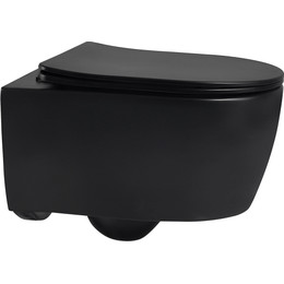 Унитаз подвесной безободковый Abber Bequem AC1104MB с крышкой микролифт, черный матовый, Цвет производителя: чёрный матовый - фото 
