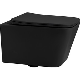 Унитаз подвесной безободковый Abber Rechteck AC1201MB с крышкой микролифт, чёрный матовый - фото 
