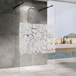 Душевая перегородка Abber Immer Offen 100 см AG68100BF8 (стекло 8 мм) с кронштейном, черный/узор - фото 