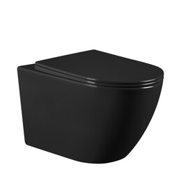 Унитаз подвесной безободковый Abber Bequem AC1103MB с крышкой микролифт, чёрный матовый, Цвет производителя: чёрный матовый - фото 