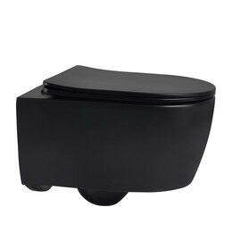 Унитаз подвесной безободковый Abber Bequem AC1104MB с крышкой микролифт, черный матовый, Цвет производителя: чёрный матовый - фото 