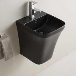 Раковина подвесная CeramaLux N 36 см 500PMB, чёрный матовый - фото 