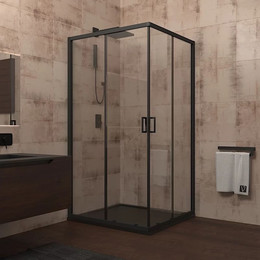 Душевое ограждение Veconi Rovigo 120x120 см RV13-120-01-C5, чёрный/прозрачное - фото 