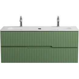 Тумба подвесная с раковиной Cezares DUET-N-1200-2C-SO-PS-P 120 см (раковина CZR-8073-120-1-2) фисташковый софт - фото 