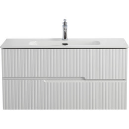 Тумба подвесная с раковиной Cezares DUET-N-1000-2C-SO-BL 100 см (раковина CZR-8095-100) bianco lucido - фото 