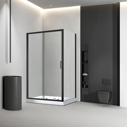 Душевое ограждение Veconi Rovigo 125x80 см RV046B-12580-01-C5, чёрный матовый/прозрачное - фото 