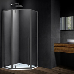 Душевое ограждение Vincea Penta 100x100 см VSP-3P100CLGM, вороненая сталь/прозрачное - фото 