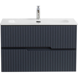 Тумба подвесная с раковиной Cezares DUET-N-800-2C-SO-GR-P 80 см (раковина CZR-8073-80) grafito - фото 