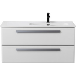 Тумба подвесная с раковиной Cezares ECO-CER-N-1000-2C-SO-BL-R 100 см (раковина CZR-8095-100-R) bianco lucido - фото 