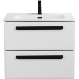 Тумба подвесная с раковиной Cezares ECO-CER-N-600-2C-SO-BL 60 см (раковина CZR-8095-60) bianco lucido - фото 