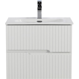 Тумба подвесная с раковиной Cezares DUET-N-600-2C-SO-BL 60 см (раковина CZR-8073-60) bianco lucido - фото 