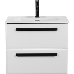 Тумба подвесная с раковиной Cezares ECO-CER-N-600-2C-SO-BL 60 см (раковина CZR-8073-60) bianco lucido - фото 