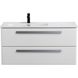 Тумба подвесная с раковиной Cezares ECO-CER-N-1000-2C-SO-BL-L 100 см (раковина CZR-8095-100-L) bianco lucido - фото 