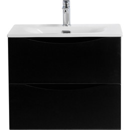 Тумба подвесная с раковиной BelBagno MARINO-CER-N-600-2C-SO-NL-P 60 см, nero lucido - фото 