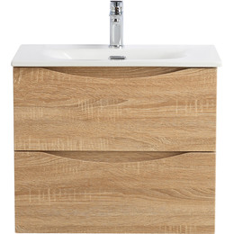 Тумба подвесная с раковиной BelBagno MARINO-CER-MINI-500-2C-SO-WO-P 50 см, rovere bianco - фото 