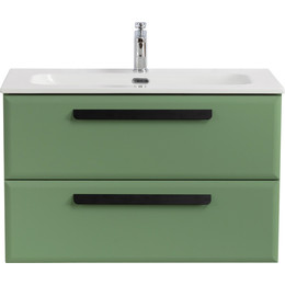 Тумба подвесная с раковиной Cezares ECO-CER-N-800-2C-SO-PS-P 80 см (раковина CZR-8073-80) фисташковый софт - фото 