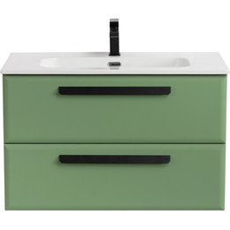 Тумба подвесная с раковиной Cezares ECO-CER-N-800-2C-SO-PS-P 80 см (раковина CZR-8095-80) фисташковый софт - фото 
