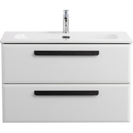 Тумба подвесная с раковиной Cezares ECO-CER-N-800-2C-SO-BL 80 см (раковина CZR-8073-80) bianco lucido - фото 