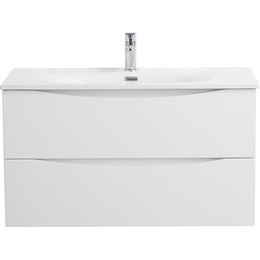 Тумба подвесная с раковиной BelBagno MARINO-CER-N-1000-2C-SO-BO-P 100 см, bianco opaco - фото 