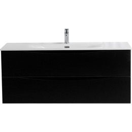 Тумба подвесная с раковиной BelBagno MARINO-CER-N-1200-2C-SO-NL-P 120 см, nero lucido - фото 