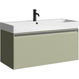 Тумба подвесная с раковиной Aqwella Pure 100 см PUR0110SH, шалфей зелёный, Цвет фасада: зелёный - фото 