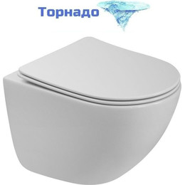Унитаз подвесной безободковый BelBagno Amanda-Tor BB051CH-TOR-FC/SC (система смыва торнадо) с крышкой микролифт - фото 