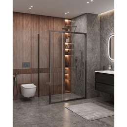 Душевое ограждение Cezares 120x90 см MOLVENO-AHF-31-120/90-C-GM-IV, оружейная сталь/прозрачное - фото 