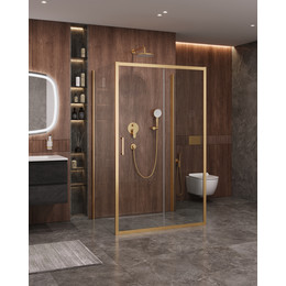Душевое ограждение Cezares 120x90 см MOLVENO-AH-12-120/90-C-BORO-IV, брашированное золото/прозрачное - фото 