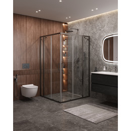 Душевое ограждение Cezares 130x120 см MOLVENO-AH-22-130/120-C-GM-IV, оружейная сталь/прозрачное - фото 