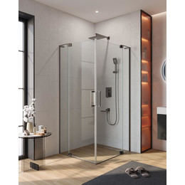 Душевое ограждение Cezares 90x100 см SLIDER-AH-2-90/100-100/110-C-GM, оружейная сталь/прозрачное - фото 