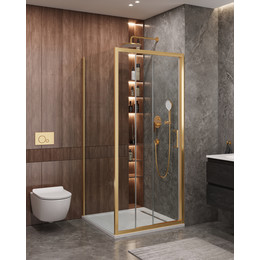 Душевое ограждение Cezares 100x90 см MOLVENO-AHF-31-100/90-C-BORO-IV, брашированное золото/прозрачное - фото 