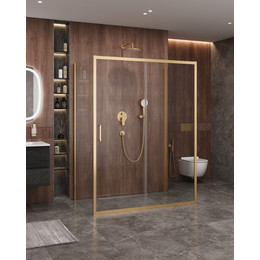 Душевое ограждение Cezares 140x90 см MOLVENO-AH-12-140/90-C-BORO-IV, брашированное золото/прозрачное - фото 