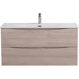 Тумба подвесная с раковиной BelBagno 100 см MARINO-CER-N-1000-2C-SO-RG-P, rovere grigio - фото 