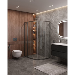 Душевое ограждение Cezares 120x90 см MOLVENO-RH-2-120/90-C-GM-IV, оружейная сталь/прозрачное - фото 