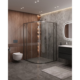 Душевое ограждение Cezares 120x110 см MOLVENO-RH-22-120/110-C-GM-IV, оружейная сталь/прозрачное - фото 