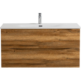 Тумба подвесная с раковиной BelBagno 100 см MARINO-CER-N-1000-2C-SO-RR-P, rovere rustico - фото 