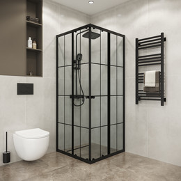 Душевое ограждение Niagara Eco 80x80 см NG-1008-14QKL, чёрный матовый/прозрачное - фото 