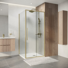 Душевое ограждение Niagara Nova 90x100 см NG-44-9ASG-A100SG-34, золото брашированное/прозрачное - фото 