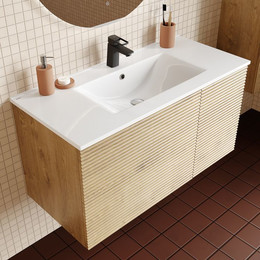 Тумба подвесная с раковиной Iddis Bild 100 см BIL10V0i95K, дуб светлый - фото 