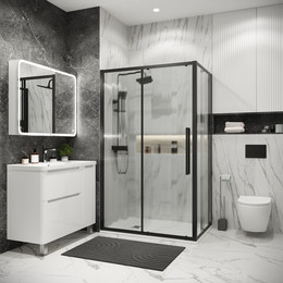 Душевое ограждение Grossman Cosmo 100x90 см 120.K33.02.1090.21.02, чёрный матовый/шиншилла - фото 