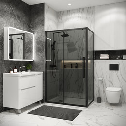 Душевое ограждение Grossman Cosmo 100x80 см 120.K33.02.1080.21.10, чёрный матовый/тонированное - фото 