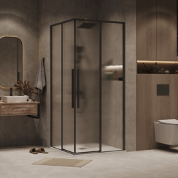 Душевое ограждение Grossman Galaxy 80x80 см 300.K33.01.8080.21.02, чёрный матовый/шиншилла - фото 
