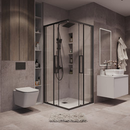 Душевое ограждение Grossman Cosmo 80x80 см 300.K33.02.8080.21.00, чёрный матовый/прозрачное - фото 