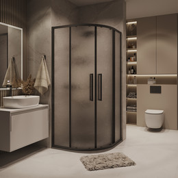 Душевое ограждение Grossman Cosmo 80x80 см 301.K33.02.8080.21.02, чёрный матовый/шиншилла - фото 