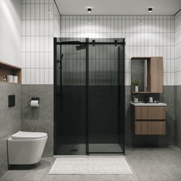 Душевое ограждение Grossman Classic 100x80 см 120.K33.04.1080.21.10, чёрный матовый/тонированное - фото 