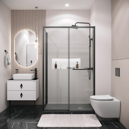 Душевое ограждение Grossman Style 100x80 см 120.K33.05.1080.21.00, чёрный матовый/прозрачное - фото 