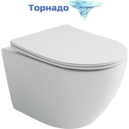 Унитаз подвесной безободковый Ceramicanova Uno CN11001T (система смыва Торнадо) с крышкой микролифт, Цвет производителя: белый - фото 
